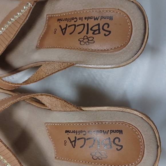 SBICCA California Brown Leather Platform Bling Diamond Sandals Sz 8 New - Picture 7 of 9